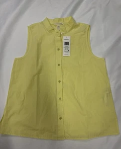 Eileen Fisher Hemd Citrus Mandarin Kragen Bio Baumwolle ärmellos XXS NEU - Bild 1 von 9