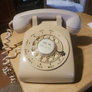 vintage system dzwonków western elektryczny telefon obrotowy kremowy kolor - Zdjęcie 1 z 8