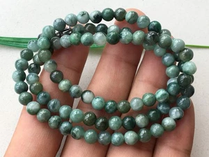 Certified 100% Natural 20inch Oil green Jadeite 5.5mm Beads Beaded Necklace 1711 - Picture 1 of 8