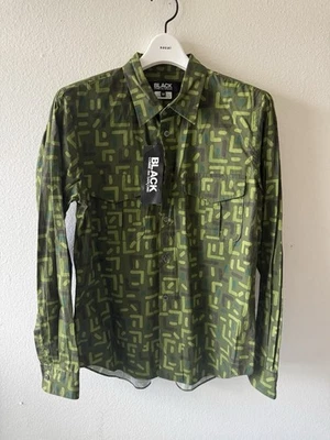 Camisa abotonada con patrón verde negra CDG 2014 NUEVA CON ETIQUETAS Foto 1 de 4
