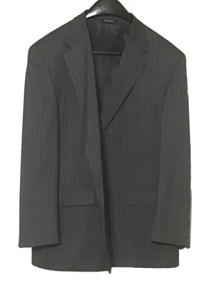 CHAPS By RALPH LAUREN 100% Wool Gray Pin Striped Suit Mens 48 Reg. 38x32 Pants - Image 1 of 4