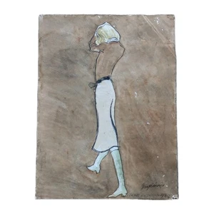 Grande dipinto a guazzo moda metà secolo firmato BENGT ERIKSON svedese 1970 - Foto 1 di 4