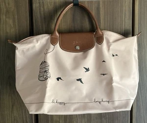 Bolso de Mano Limitado LONGCHAMP Le Pliage Rosa Pájaro Corazón Diseño Auténtico Usado JP - Imagen 1 de 15
