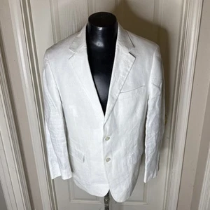 Alan Lebow Men’s 100% Linen White Blazer 40 R - Picture 1 of 4