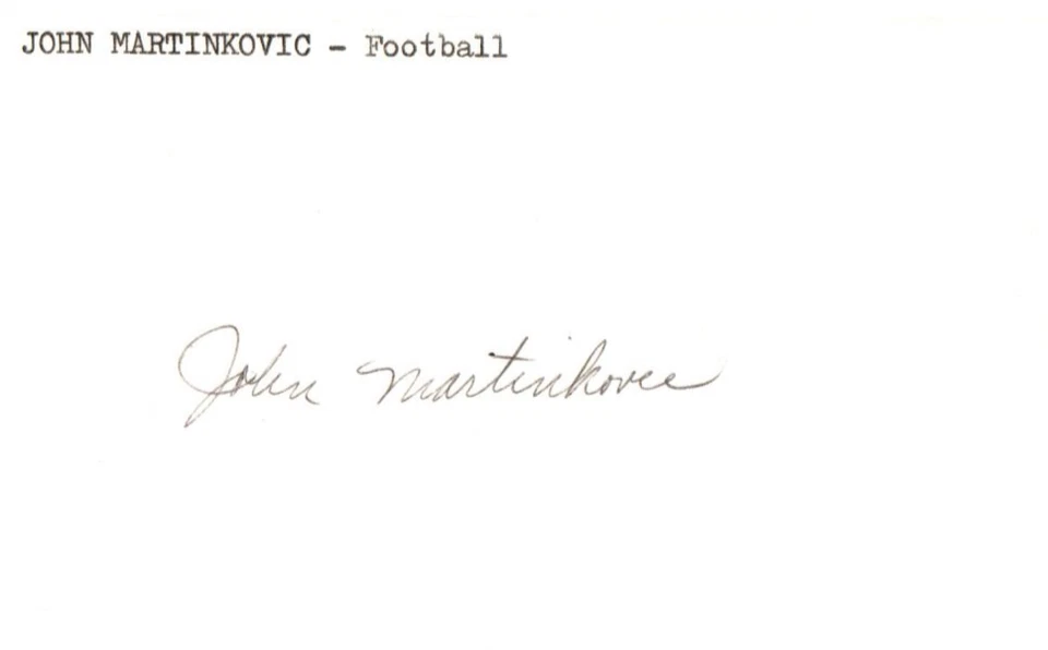 JOHN MARTINKOVIC-Autographed NFL PROFESSIONAL FOOTBALL Player/3X5 INDEX CARD (B) - Image 1 of 1