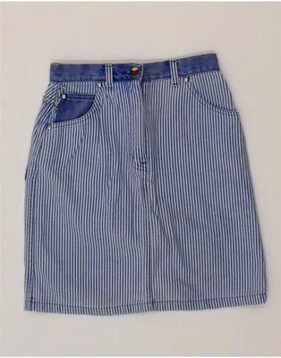 ENRICO COVERI Womens Denim Skirt W27 Small Blue Pinstripe Cotton AP02 Foto 1 de 3