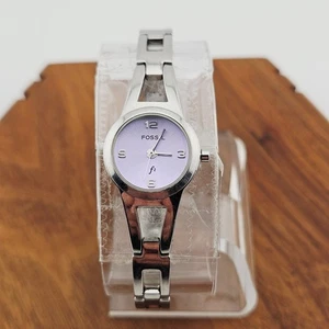 Fossil Women's Silver Tone Watch Light Purple Dial Contemporary Classic Casual - Picture 1 of 7