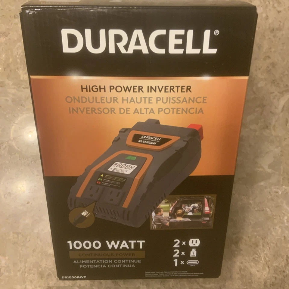 Duracell 1000W High Power Inverter Continuous Power DR 1000INVC  w/ + & - Cables - Image 1 of 4