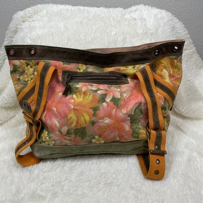 LUCK BRAND цветочный гибискус холст замши сумочки сумка с короткими ручками спортзал богемное большой винтажный Y2k - Изображение 1 из 4