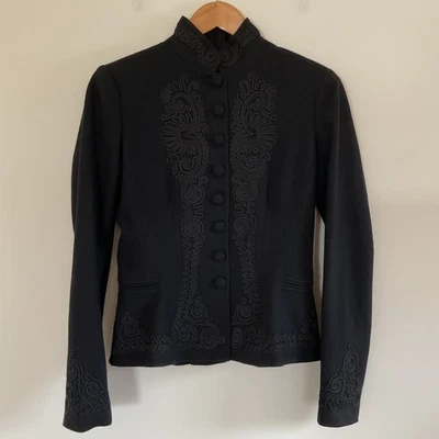 Rare Polo Ralph Lauren Black Soutache Riding Equestrian Wool Jacket Blazer Sz 8 - Image 1 of 4