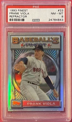 Frank Viola 1993 Finest Refractor #33 SP/241* PSA 8 casi nuevo-como nuevo Medias Rojas Foto 1 de 2