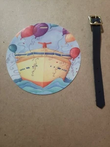 Gepäck, Rucksack, Golftasche, Kreuzfahrtanhänger - 4,5" rund 20 Mil Kunststoff mit Ledergurt - Bild 1 von 2