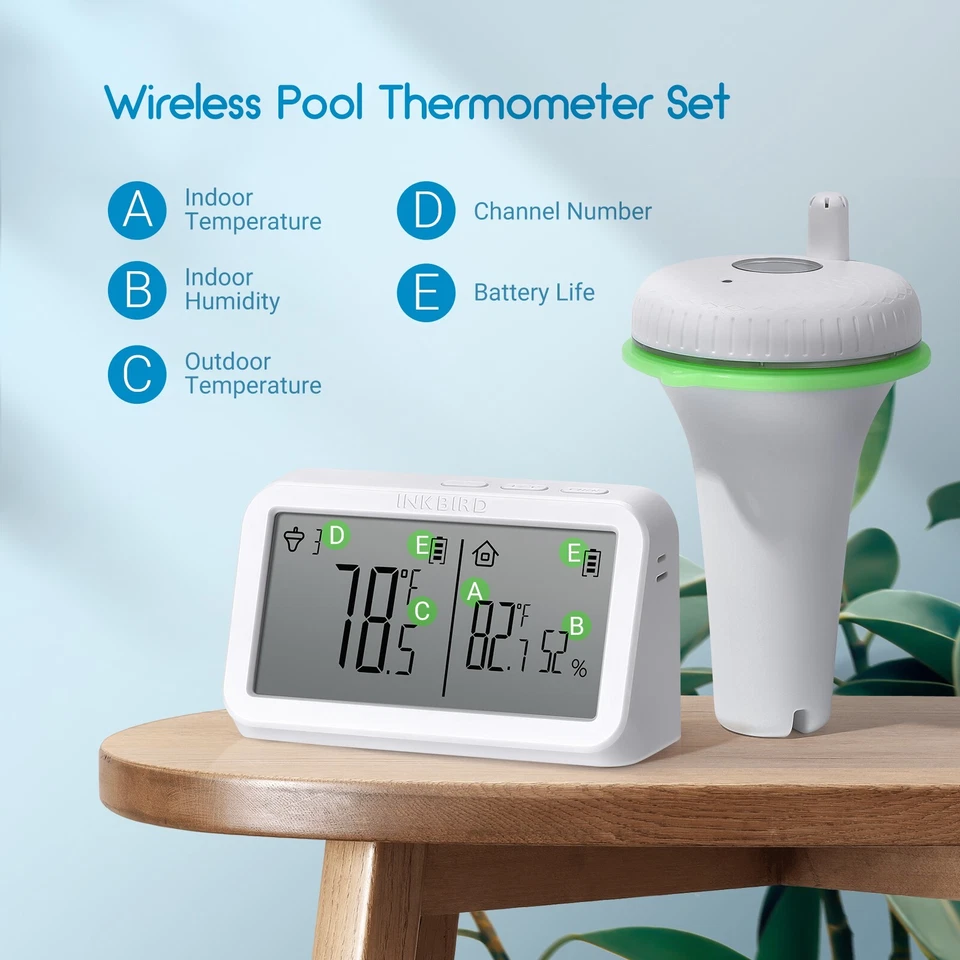Wireless Pool Thermometer Digital LCD Bildschirm Schwimmbad Aquarium IBS-P02R CF