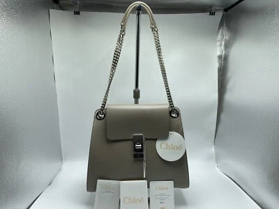NWT Chloe Annie Medium Leather Shoulder Bag Women's Motty Grey CHC19AS117B58  - Image 1 of 4
