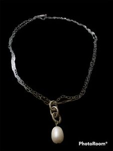 SILPADA RETIRED Sterling Silver 925 Double Chain Pearl Toggle Necklace