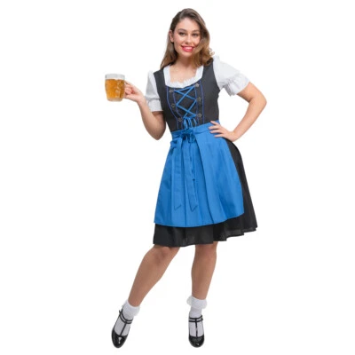 WICKED COSTUMES Damen BAYERISCHES DIRNDL Kleid Oktoberfest Deutsches Kostüm Trachtenfest