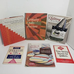 Vintage mixed knitting Stitching Crocheting Book lot of 6 Quilts - Picture 1 of 10