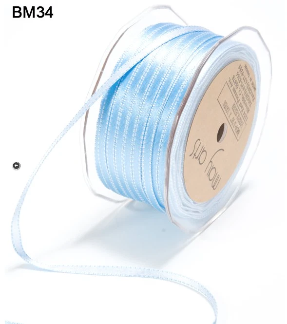 3/16 Inch Satin Reversible Stitched Edge – Lt. Blue/Dk. Blue - BM34 - 5 Yards - Image 1 of 1