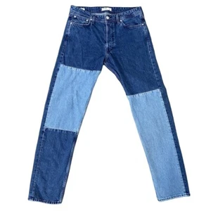 Jack & Jones Jeans Mens 32x34 Blue Loose Chris Patchwork Color Block 90s Y2K - Picture 1 of 20