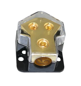 1X0 Gauge In 2X4 Gauge Out Car Power/Ground Distribution Block Gold Plated PD-56 - Picture 1 of 2