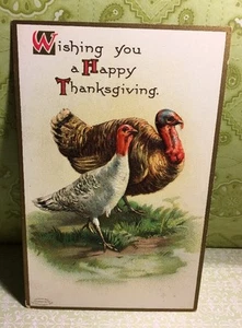 Vintage Thanksgiving Embossed Turkey Postcard PC T-2 - Picture 1 of 4