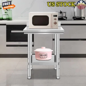 Stainless Steel Food Prep Table Heavy Duty Commercial Kitchen Adjustable Shelf - Picture 1 of 10