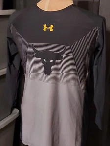 Under Armour Project Rock Shirt Mens Large Stretch Heatgear Fitted Raglan Crew - Picture 1 of 4