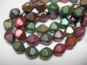 15 10x8mm Czech Glass Metallic Multicolor Bicone Beads - Picture 1 of 1