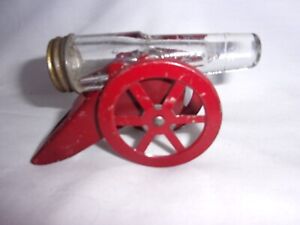 Vintage Original 1930 Glass / Tin Toy Cannon Candy Container