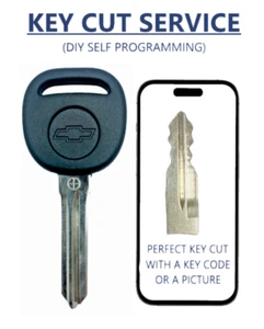 KEY CUT SERVICE + B111 PT CHVROLET CHIPPED KEY 46 GM CIRCLE+ (self programmable) - Picture 1 of 6