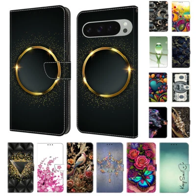 Patterned Flip Wallet Magnetic Case Stand Cover For Google Pixel 8a 9a 9 Pro XL - Image 1 of 4