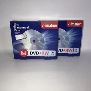 Paquete de 6 Imation X 2 DVD+RW 4x 2 horas discos CD con estuche 100% a prueba de roturas datos de video - Imagen 1 de 6