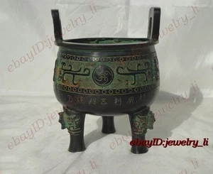 Antiguo trípode de bronce bestia mítica estatua tallada quemadores de incienso incensario - Imagen 1 de 2
