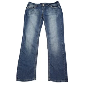 Jade Jeans Pants Womens 14 Blue Denim Flat Front Mid Rise Straight Pockets - Picture 1 of 18