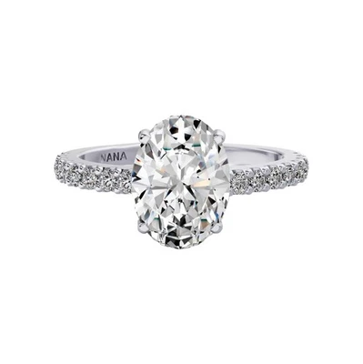 Platinum Plated Sterling Silver Solitaire Ring 2 CTW Oval Cut Zirconia - Sz 5.5 - Image 1 of 4