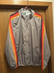 ALDI Windbreaker Jacket Mens Size L Full Zip Gray Rain Lightweight Rainbow - Picture 1 of 4