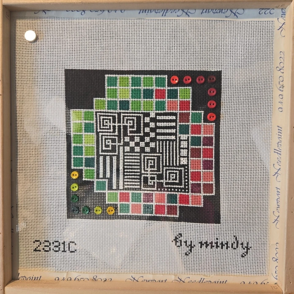 Geometry Squares 2331C By Mindy 18 Mesh Handpainted Needlepoint Canvas 5 x 5.25 - Image 1 of 1