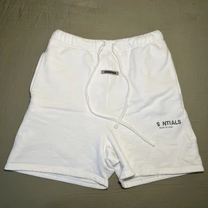 Essentials Fear Of God White Sweatshorts Shorts Size XL Logo Peeling READ - Picture 1 of 9