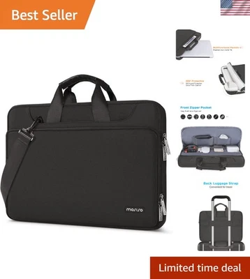 Bolsa de ombro luxuosa preta para laptop - Proteção 360 para MacBook e notebooks 15,6" - Imagem 1 de 4