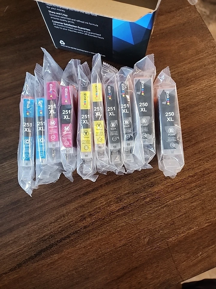 EZink 250XL 251XL Black, Cyan, Magenta, Yellow 10 Pack, Sealed Open Box - Image 1 of 4