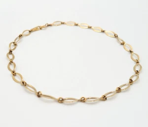 Vintage 10 KT Yellow Gold Openwork Oval Linked Chain Anklet M Turkey 1.9g - Picture 1 of 6