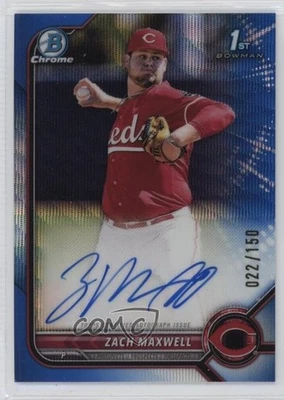 2022 Bowman Draft Chrome Pick Blue Wave Refractor /150 Zach Maxwell #CDA-ZM Auto - Image 1 of 2