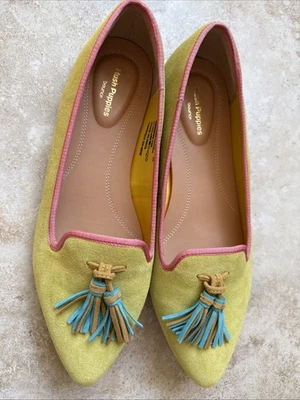 Hush Puppies Sadie Tassel Slip On Loafers Suede Line Green Turquoise Leather 8.5 - Image 1 of 4