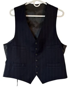 VTG NWT Jos A Bank Suit Vest Mens Sz 42 R 6-Button Navy w/Stripes 4-Pocket USA - Picture 1 of 10