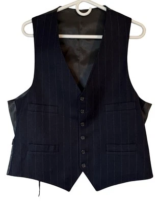 VTG NWT Jos A Bank Suit Vest Mens Sz 42 R 6-Button Navy w/Stripes 4-Pocket USA - Image 1 of 4