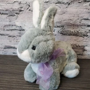 Peluche Kmart Esponjoso Gris Conejo de Pascua Peluche Púrpura Arco Transparente - Imagen 1 de 10