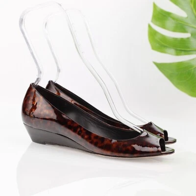 Cole Haan Womens Elly Pump Size 8 Red Leather Low Wedge Heel Open Toe Dress Shoe - Image 1 of 4