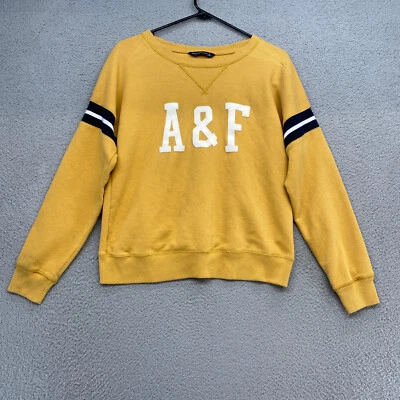 Suéter Abercrombie & Fitch Mujer Pequeño Preppy Y2K Sudadera A&F Track Amarillo Foto 1 de 4