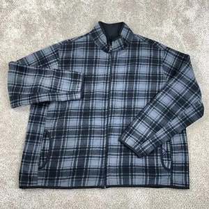 Faded Glory Jacket Men's 3XL Gray Black Full Zip Plaid Fleece Lined Warm - Picture 1 of 8