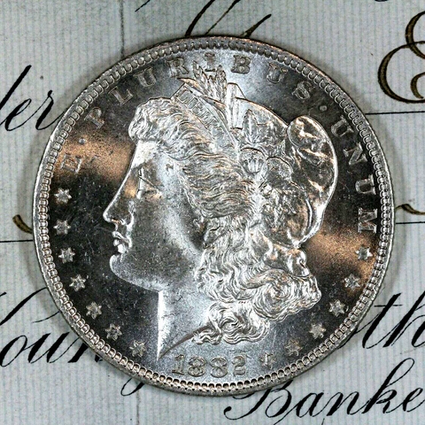 * 1882-O * CHOICE to GEM BU MS MORGAN SILVER DOLLAR * FROM ORIGINAL BANK BAG * Cover